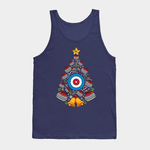 Curling Xmas tree curling players curler Christmas Curling Tank Top by UNXart